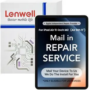 Lenwell Repair Service with Original OEM Pull Screen for iPad Air 11-inch (M2/M3) (iPad Air 6 11") Display Digitizer LCD Screen Replacement Touch Assembly A2902 A2903 A2904 + Mail-in Install