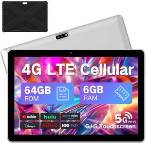 Android Tablet 10.1 inch, 2025 Cellular Tablets with SIM Card Slot, 4G LTE Tablet & Phone(Makes Calls) with Case, 64GB Storage (Expandable to 1TB),1280x800 IPS, Dual Cameras 8H Battery 5G WiFi