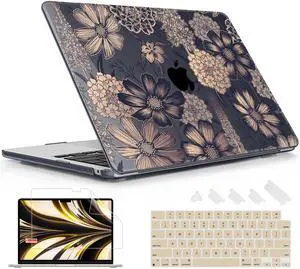 Lepeoac for MacBook Air 13.6 inch Case M4 M3 M2 2025 2024-2022 Release Model A3240 A3113 A2681, Sturdy Plastic Hard Shell Case for MacBook Air M2 13 inch with Touch ID, Spring Floral