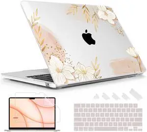 Lepeoac for MacBook Air 13.6 inch Case M4 M3 M2 2025 2024-2022 Release Model A3240 A3113 A2681, Sturdy Plastic Hard Shell Case for MacBook Air M2 13 inch with Touch ID, Floral P295