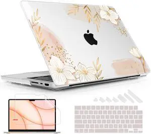Lepeoac for MacBook Pro 14 Inch 2024 2023 2022 2021 Release M4 A3112 A3401 A3185 M3 A2918 A2992 M2 A2779 M1 A2442 Pro/Max Chip, Plastic Hard Shell Case with Keyboard Cover, Floral P295
