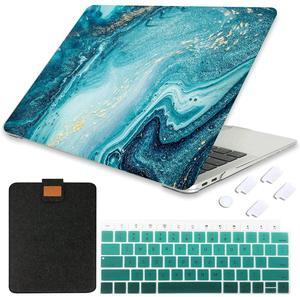 MAITTAO MacBook Air 13 Inch Case 2020 2019 2018 Release Model A1932 A2179 A2337 M1, Durable Hard Case Cover with Laptop Sleeve & Keyboard Cover for Mac Air 13.3 with Retina Touch ID, Marble Blue