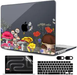 MEEgoodo Case for M4 MacBook Pro 16 inch Case 2024 2023 2021, Fit Model A3403/A3186/A2991/A2780/A2485 M3 M2 M1 Pro/Max Chip, Laptop Hard Shell Cases with Keyboard & Camera Cover, Forest of Mushrooms