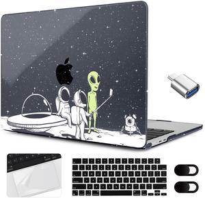 MEEgoodo Case for MacBook Air 15 inch M4/M3/M2 2025 2024 2023, Case Fit Model (A3241/A3114/A2941) for MacBook Air 15-inch, Laptop with Keyboard & Camera Cover & OTG Adapter, Astronauts & Alien