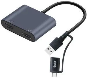 KCEVE USB to Dual HDMI Adapter, USB C to 2 HDMI Multiport Splitter Support 1080p for Windows, M1/M2 Mac OS - BIOS Interface Not Support, Only Support 11th-Generation Or Above Processor