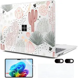 MEEgoodo Case for Microsoft Surface Laptop 13.8 inch Touchscreen 2024 (7th Edition),Clear Cover Fit Model 2036,Laptop Hard Shell with Keyboard & Webcam Cover & Screen Protector,Cacti