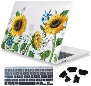 Mektron for MacBook Air 13 Case A1466/A1369 (2010-2017 Release), Snap-on Plastic Hard Shell Cover for MacBook Air 13.3 inch with Keyboard Cover,Sunflower Flowers