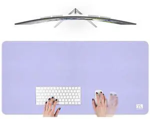 Light Purple 2XL Color Mouse Pad - Large (36''x18'') Gaming Desk Pad with Nonslip Rubber Base and Stitched Edges - Durable and Waterproof Design