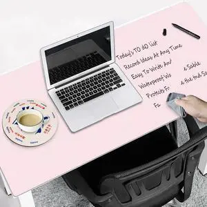 Magnetic Dry Erase Desk Mat for Making Plans,31.5"x15.7" Writable & Erasable Desk Mouse Pad with 2 Markers & 2 Cloths,Waterproof Writing Desk Pad for Office Home School Classroom (Pink)