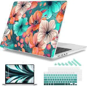 Mektron for M4 MacBook Pro 14-inch Case 2024 A3112 A3401 A3185 Fits 2023/2021 M3 A2918 A2992 M2 A2779 M1 A2442 Pro/Max, Printed Plastic Hard Shell Laptop Cover, Flowers C126