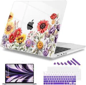 Mektron Case for 2024 MacBook Pro 16" M4 A3403 A3186 Fits M3 A2991 M2 A2780 M1 A2485 (2021/2033) Pro/Max Chips with Touch ID, Hard Shell Plastic Laptop Cover Keyboard Cover, Floral C152