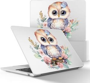 May Chen for MacBook Air M4 M3 M2 13.6 inch Case 2025 2024 2023 2022 Release, Models: A3240 A3113 A2681, Flexible Plastic Case for M4 13.6" Laptop, Hard Shell with Keyboard Cover, Cute owl