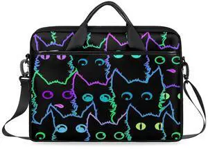 Laptop Bag for Women Men, Cute Cat 15.6 inch Messenger Shoulder Bags, Water Resistant Computer Bag Sleeve Laptop Carrying Case for Work, Office, School, Casual