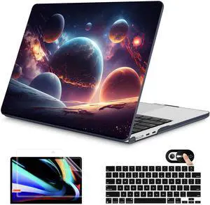 Mektron for 2025 M4 MacBook Air 13.6 Inch A3240 Case Fits 2023 A2681 M2 2024 A3113 M3 Chip with Liquid Retina Display Touch ID, Printed Plastic Hard Shell Cover for MacBook Air 13.6", Planets