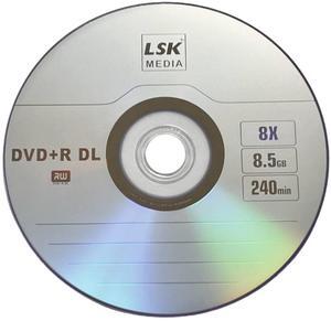 DVD+R DL Double Layer Logo 8X 8.5GB 240min Video - LSK Media Logo Top, 50 Pack in Spindle | Blank DVDs for Burning Video | DVD Discs Blank | Recordable DVDs