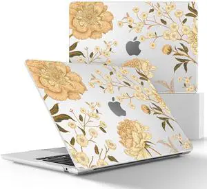 May Chen for MacBook Air M4 M3 M2 13.6 inch Case 2025 2024 2023 2022 Release, Models: A3240 A3113 A2681, Flexible Plastic Case for M4 13.6" Laptop, Hard Shell with Keyboard Cover, Flowers Peonies