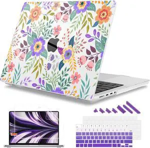 Mektron for M4 MacBook Pro 14-inch Case 2024 A3112 A3401 A3185 Fits 2023/2021 M3 A2918 A2992 M2 A2779 M1 A2442 Pro/Max, Printed Plastic Hard Shell Laptop Cover, Colorful Floral