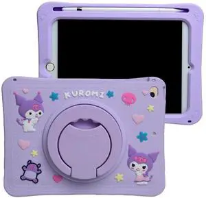 Cartoon Case for iPad Mini 1/2/3/4/5 7.9",MONEHOYSY Cute Soft Silicone Kickstand [Drop Proof,Shock Proof,Anti Slip] Back Stand Cover Case for Kids Children Teens Girls Boys (Kurom-5)