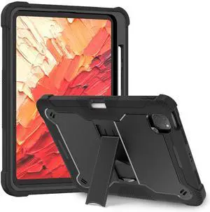 MAKEIT CASE for ipad Pro 11 Inch Case 2024 M4 with Pencil Holder, Shockproof Premium Smart iPad Case and Kickstand, Support Touch ID and Auto Wake/Sleep, Black