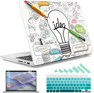 May Chen Case for M4 MacBook Pro 14 inch Case A3112 A3401 Max A3185, M3 A2918 A2992, M2 A2779 M1 A2442, 2024 2023 2022 2021 Release, Plastic Hard Shell with Keyboard Cover, Creative lamp