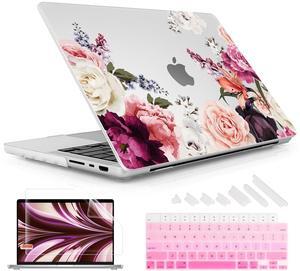 May Chen Case for M4 MacBook Pro 16 inch, Surface Hard Shell Cover with Screen Protector & Keyboard Cover, Romantic Rose