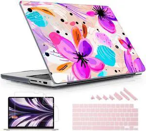 Lepeoac for MacBook Pro 16 inch Case 2021 2022 2023 2024 Release A3186 A3403 M4 A2991 M3 A2780 M2 A2485 M1 Pro/Max, Hard Shell Case with Screen Protector & Keyboard Cover, Trendy Floral