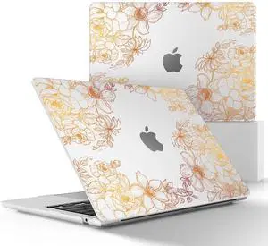 May Chen for MacBook Air M4 M3 M2 13.6 inch Case 2025 2024 2023 2022 Release, Models: A3240 A3113 A2681, Flexible Plastic Case for M4 13.6" Laptop, Hard Shell with Keyboard Cover, Sketch Floral