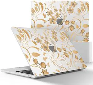 May Chen for MacBook Air M4 M3 M2 13.6 inch Case 2025 2024 2023 2022 Release, Models: A3240 A3113 A2681, Flexible Plastic Case for M4 13.6" Laptop, Hard Shell with Keyboard Cover, Gold Seamless