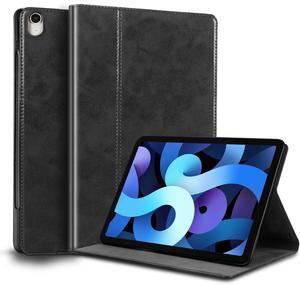 NANRUIL for Ipad Case air 5th/4th Gen 10.9-inch Genuine Leather Cover Protective Shell for 2022/2020,Auto Wake/Sleep.Black