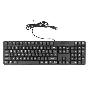 Large Print Keyboard, Pc Keyboardlarge Print Keyboard Wired Backlit Keyboard,Wired for Elderly 104 Keys Large Character Plug and Play USB Keyboard ABS Wired Keyboard for Laptop