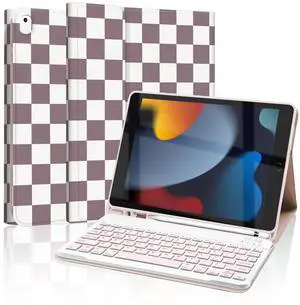 Mewealth Keyboard Case for iPad 9th / 8th / 7th Generation 10.2 Inch with Pencil Holder, Detachable Keyboard Cover for iPad Pro 10.5" / iPad Air 3rd, Checkered Plaid White-BrownPurple Mewealth Keyboard Case for iPad 9th / 8th / 7th Generation 10.2 Inch with Pencil Holder, Detachable Keyboard Cover for iPad Pro 10.5" / iPad Air 3rd, Checkered Plaid White-BrownPurple