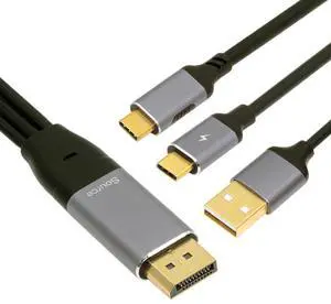 NFHK Displayport to USB C Cable 4k@60hz with USB Power Supply Support Touch Display for Host Connected to Portable Screen/VR Glasses 6.56FT/2.0M