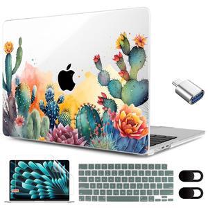MEEgoodo for M4/M3/M2 MacBook Air 15.3 inch Case 2025 2024 2023, Case Fit Model (A3241/A3114/A2941) for MacBook Air 15 inch, Laptop Hard Shell with Keyboard Cover, Tropical Cactus