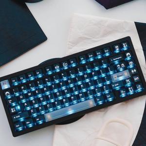 Transparent Black keycaps 60 75 Percent, Custom Backlit Shine Through Keyboard Key caps, Cherry Profile Keycaps for MX Switches Mechanical Keyboard(151keys)