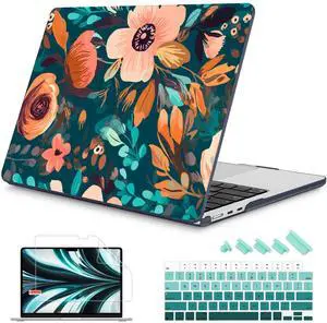 Mektron Designed for 2025/2024/2023 MacBook Air 15 INCH M4 A3241 /M3 A3114 /M2 A2941 Case, Printed Plastic Hard Shell Cover with 15.3" Liquid Retina Display Touch ID, Abstract Florals