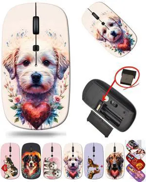 maizi Purple Wireless Mouse for Chromebook Laptop PC Notebook Purple Wireless Mice MKADAU Bichon Frises Portable 2.4G USB Receiver Production in USA