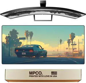 MPCO. Manga Motors Large Gaming Desk Pad - 36" x 17" Duraglyde Fabric Mitsukis-Mustang Desk Mats - Non-Slip, Washable, Smooth Glide for Precision Gaming & Work