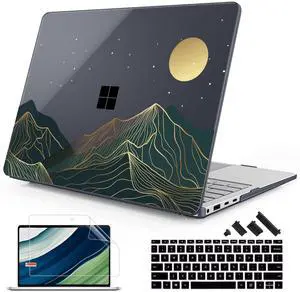 Mektron Case for 13.8" Microsoft Surface Laptop 7 Windows 11 AI PC 2024 Surface Laptop 13.8 Inch Cover Fits Model 2036, Keyboard Cover +Screen Protector +Dust Plugs, Abstract Mountain C112