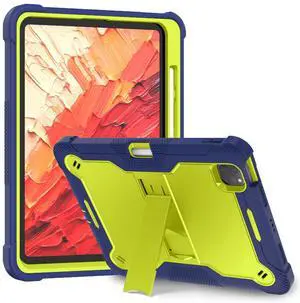 MAKEIT CASE for ipad Pro 11 Inch Case 2024 M4 with Pencil Holder, Shockproof Premium Smart iPad Case and Kickstand, Support Touch ID and Auto Wake/Sleep, Navy Blue