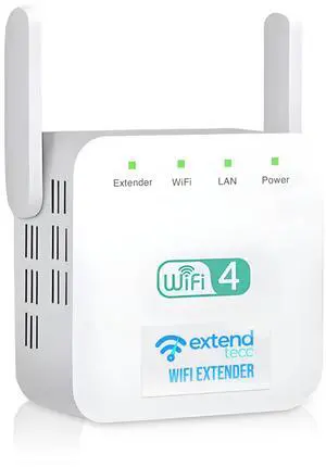 Extendtecc WiFi Booster Wireless WiFi Extender Signal Booster 300Mbps, Extend Tecc WiFi Repeater Wireless Signal Booster 2.4 GHz Dual Band 4 Antennas 360deg Full Coverage Internet Extender