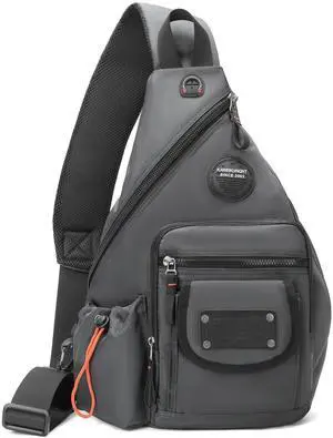 NICGID Sling Bag Backpack, 13.3'' 14.1'' Laptop Bag Crossbody Shoulder Chest Backpacks Travel Outdoors for Men Women (Grey-2555, 14.1-Inch)