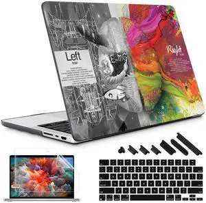 May Chen Compatible with M3 MacBook Pro 16 A2991 M2 A2780 M1 A2485 Pro/Max with Retina Display Fits Touch ID 2023 2022 2021, Hard Shell Case with Keybaord Cover & Screen Protector, Left Right Brain