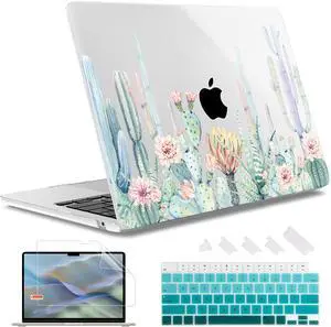 May Chen for M4 MacBook Air 13.6 Inch Case 2025 2024 2023 2022 Release Models: A3240 A3113 M3 A2681 M2, Plastic Hard Shell Case for MacBook Air 13.6" with Retina Display Fits Touch ID, Cactus