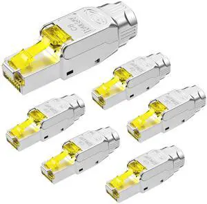 PBAEGAV RJ45 Connector Tool-Free,CAT8 Field Termination Plug Gold Plated Modular Plug STP Connector Tool Less for CAT8 CAT7 Network Cable(6 Pack) PBAEGAV RJ45 Connector Tool-Free,CAT8 Field Termination Plug Gold Plated Modular Plug STP Connector Tool Less for CAT8 CAT7 Network Cable(6 Pack)