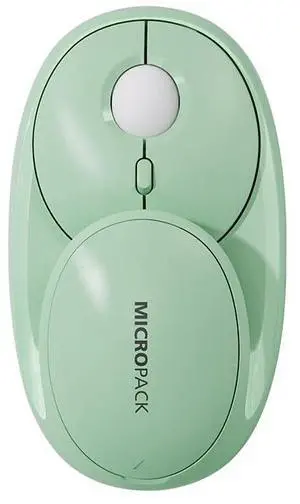 MICROPACK Digitally Yours Rechargeable Wireless Mouse 2.4G Bluetooth Dual Mode, 2.4GHz Optical Cordless Mice PC, Laptop, Desktop, 3-Level DPI USB Green Mouse with Mirror (MP-720C-GN)