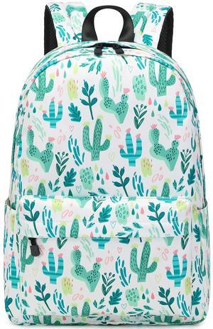 MIRLEWAIY 15.7 inch Kids Travel Backpack for School Girls Elementary, Cactus