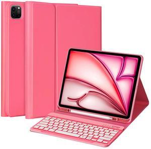 MMK for iPad Air 13 inch (M2) 2024 & for iPad Pro 12.9 Case with Keyboard, Keyboard case for iPad Pro 12.9 inch 6th 5th & iPad Air 13 inch, Backlit Bluetooth Wireless Keyboard with Pencil Holder,Red