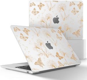 May Chen for MacBook Air M4 M3 M2 13.6 inch Case 2025 2024 2023 2022 Release, Models: A3240 A3113 A2681, Flexible Plastic Case for M4 13.6" Laptop, Hard Shell with Keyboard Cover, White Butterfly