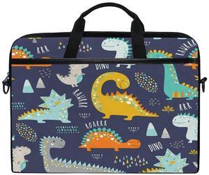 ALAZA Cute Funny Dinosaurs Dino15 inch Laptop Case Shoulder Bag Crossbody Briefcase for Women Men with Shoulder Strap Handle