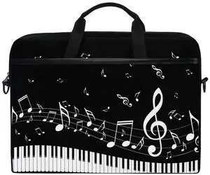 MRMIAN Piano Keys with Musical Notes Laptop Case Bag Sleeve Portable/Crossbody Messenger Briefcase Convertible w/Strap Pocket for MacBook Air/Pro Surface Dell ASUS hp Lenovo 15-15.4 inch
